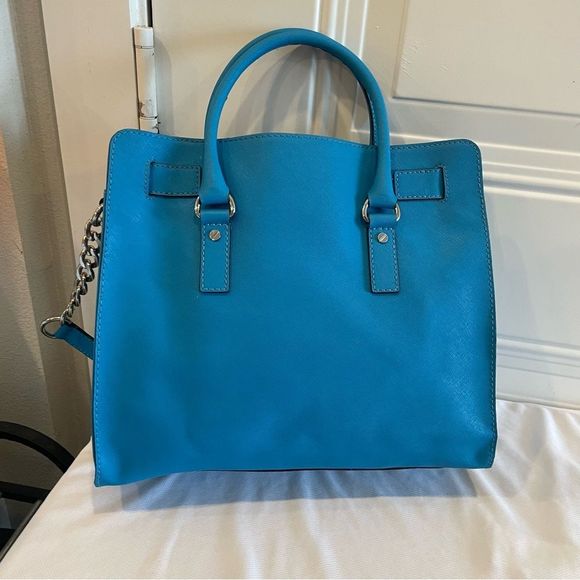 Michael Kors Signature Hamilton Blue North South Satchel - Picture 2 of 11